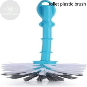 Plastic Wash Basin and Toilet Seat Cleaning Brush Set of 2 Pieces with Holder  (blue, whiite)